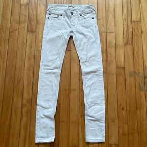 Free People White Denim Jeans W25 Skinny Leg Button Fly